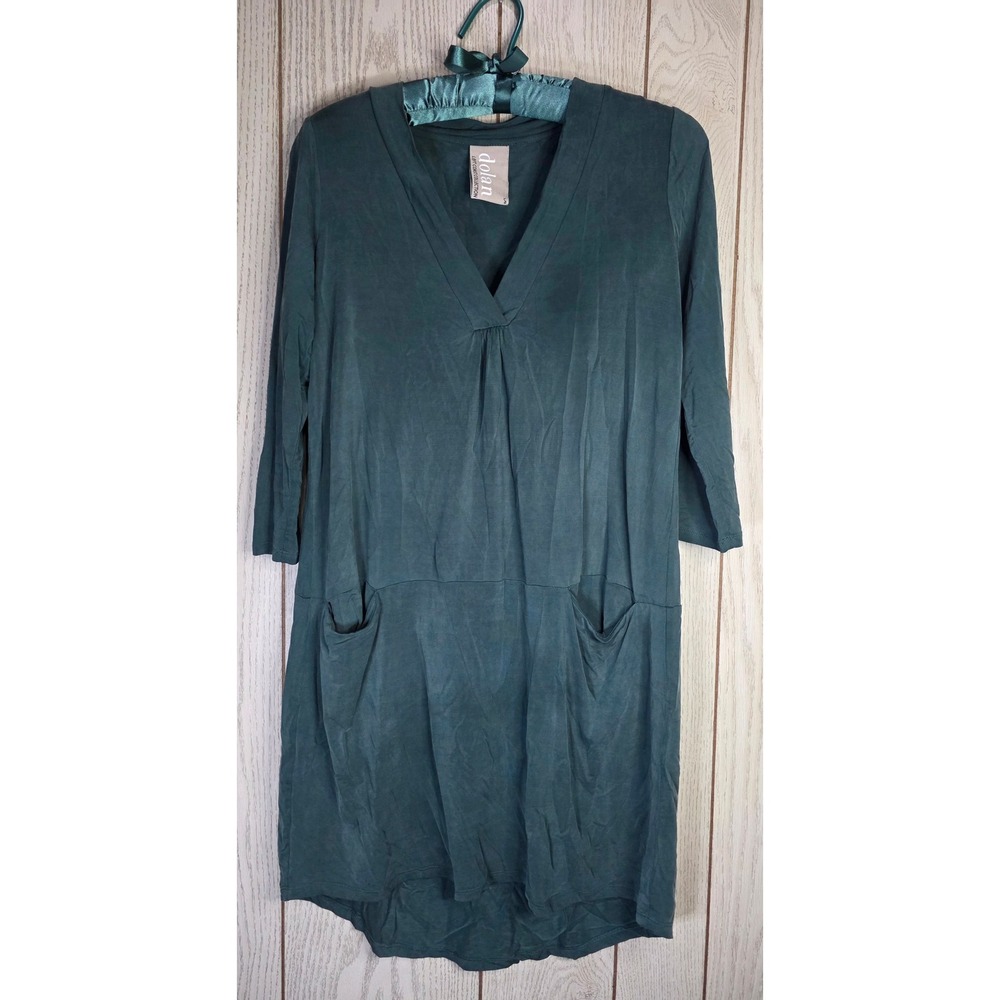 Dolan Left Coast Collection Green Cupro V-Neck Pocket Dress S 17932P